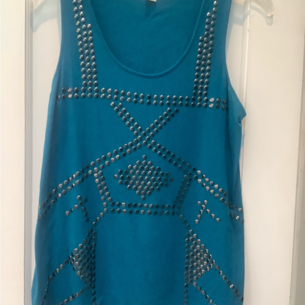 Kenneth Cole New York Teal Studded Sleeveless Tank